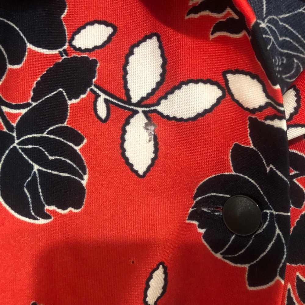 Vintage 1970s Red and Black Floral Button Down Handmade Shirt - Picture 3 of 4
